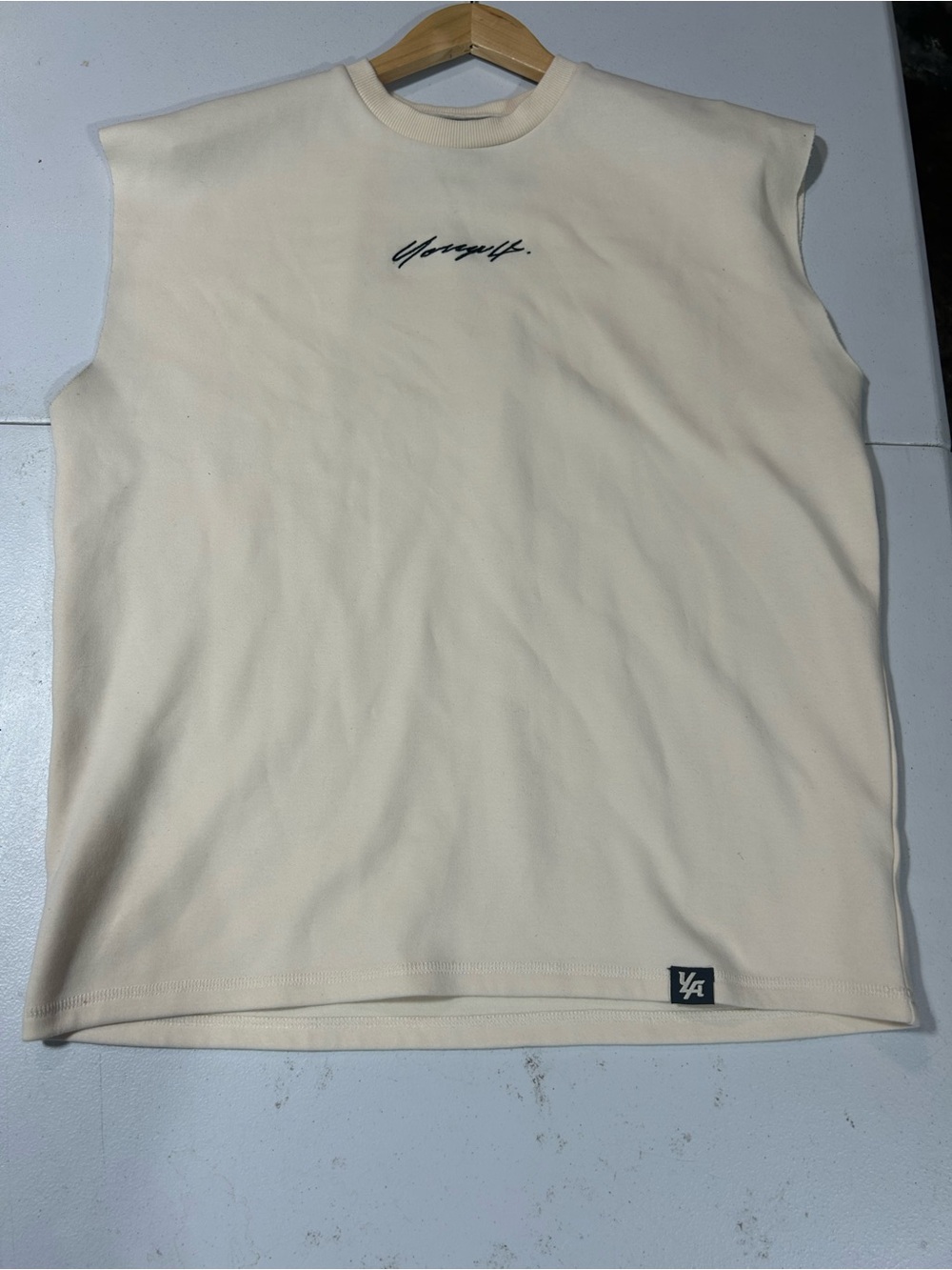 YoungLA Cream Tank Top with Black Script Size M